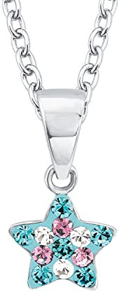 Prinzessin Lillifee Kinder-Kette mit Anhänger Stern 925 Silber rhodiniert Kristall mehrfarbig 38 cm - 2013183, Einheitsgröße