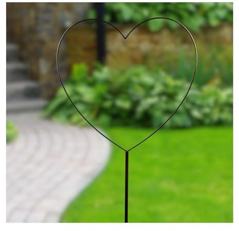 Radami Metall Rankhilfe Rankgitter Herzstecker Herz auf Stab, Gartenstecker Metall, Gartenfigur, Metall Figur, Gartendeko Rankhilfe Pflanzenranke