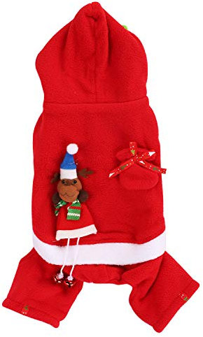 ITODA Hundemantel Weihnachten Hundejacke Hundepulli Winter Hundebekleidung mit Kapuze Hunde Kapuzenjacke Welpen Bekleidung mit Bauchschutz Haustiere Winterjacke für Geschenk Feiertag Freizeit XXL