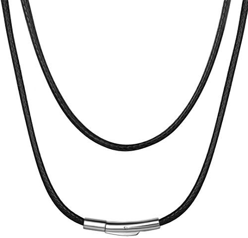 ChainsHouse Waterproof Braided Leather Cord Chain Necklace, Men Women DIY Woven Wax Rope Chain for Pendant, Customize Available, 16 18 20 22 24 26 28 30 Length(with Gift Box), Leather