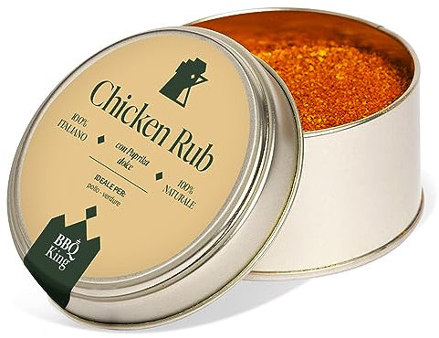 BBQ KING - Chicken Rub Confezione da 70 Gr, Dry Rub Bbq per Pollame Ideale per Barbecue e Grill, Set Spezie Cucina 100% Made in Italy, Miscela di Spezie per Carni Bianche (Pollo, Tacchino, Anatra)