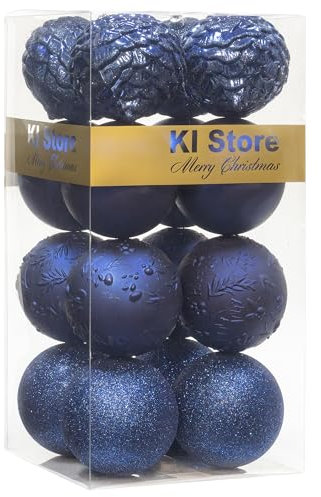 Busybee weihnachtskugeln groß 16 Stücke 10CM Ornamente für Weihnachtsbaum Blau Christbaumkugeln Weihnachtsdekoration Kugeln