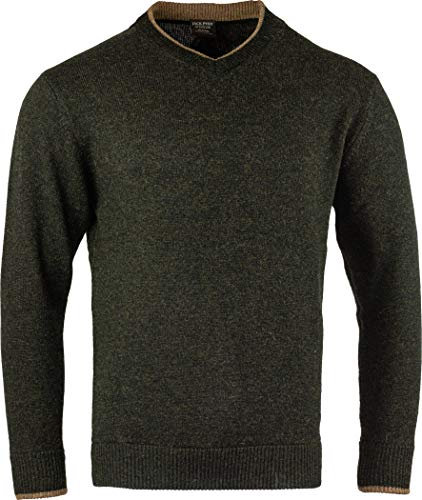 Jack Pyke Ashcombe - Jersey de Punto con Cuello de Pico - 100% Lana de Borrego - Verde Oliva Oscuro - M