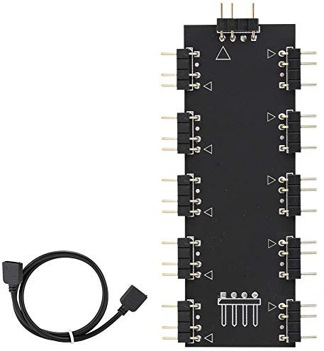 Tonysa 1 to 10 Port RGB Hub Controller AURA SVNc Horizontal Pin Design PC MOD Motherboard RGB Fan Extension Cable (5V 3-Pin)
