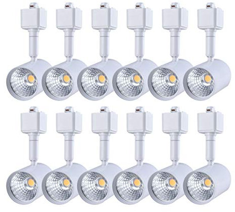 mirrea 12 Pack LED Track Lighting Heads Compatible with Single Circuit H Type Track Lighting Rail Ceiling Spotlight for Accent Task Wall Art Exhibition Lighting 6.5W 3000K Warm White 24° White Painted