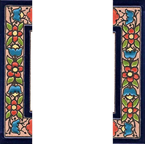 Hausnummern Keramik Zahlen & Buchstaben Fliesen rot blau & grün Blumenmuster Fliesengröße: 11 cm x 5,5 cm 2 bis 7 Fliesenrahmen (halbe Enden als Set)