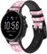 Pink Leopard Pattern Leather Smart Watch Band Strap For Fossil Hybrid Smartwatch Nate, Hybrid HR Latitude, Hybrid Smartwatch Machine Size (24mm)
