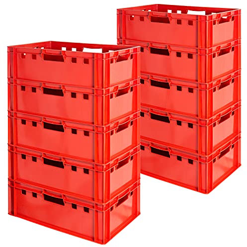 Fleischkiste E2 Fleischkiste Rot Fleischerkiste Fleischkisten Kiste Fleischkiste Eurobox Lebensmittelecht 60 x 40 Metzgerkiste Auswahl Kingpower, Anzahl:10