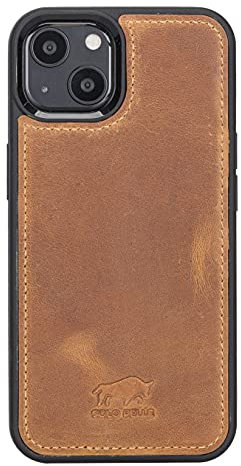 Solo Pelle Lederhülle für das iPhone 13 in 6.1 Zoll Stanford Case Leder Hülle Ledertasche Backcover aus echtem Leder (Camel Braun)
