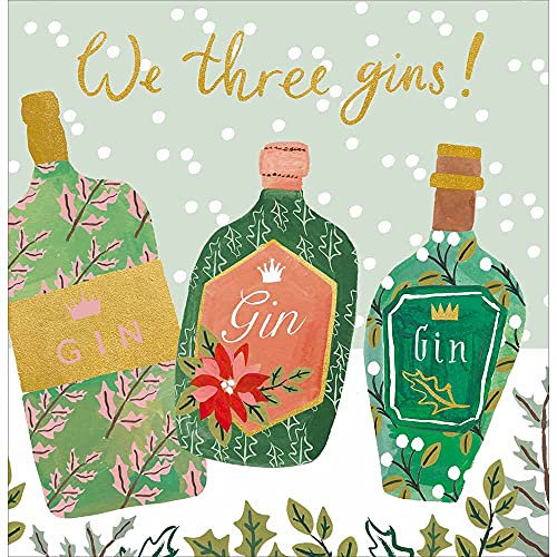 We Three Gins! Gin Bottles Foiled Christmas Greeting Card Art Xmas Cards 472947