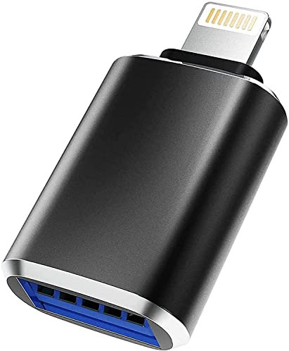 PAINICA USB-OTG-Kabel (Lightning-Stecker auf USB-3.0-Buchse, OTG-Kabel) für iPhone/iPad/iPod, unterstützt Kamerakartenleser, Maus, Tastatur, Hubs, U-Disk, Schwarz