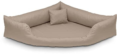 Juelle Orthopädisches Hundebett Eckbett mit Orthopädischer Hundematratze, Abnehmbarer Schutzhülle, Maschinenwäsche Dakota M-XXL (120x90cm, Beige)