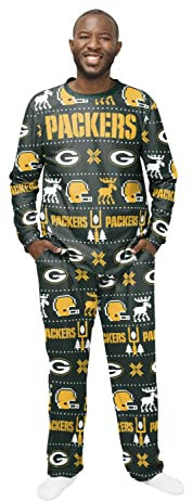 Green Bay Packers NFL Ugly Pajama Schlafanzug Pyjama Weihnachten (L)
