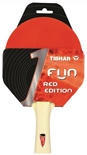 Tibhar Tischtennisschläger für Freizeitspieler | Fun Red Special Edition | Tischtennis-Schläger für Anfänger | konkav