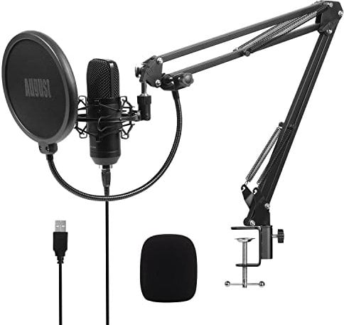 August USB Mikrofon REC100-Kondensator Mikrofone Kit mit Schwenkarm Unidirektional Shock Mount Popfilter Nierencharakteristik Studio Cardioid-Kondensator PC Mikrofon für Gaming Podcast Tiktok YouTube
