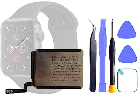 HIGHAKKU Batteria di ricambio per smartwatch A2277, compatibile con Apple Watch iWatch Series 5 5th Generation 40 mm (GPS+Cellular/GPS) & SE 40 mm con strumenti