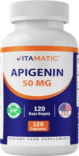 Vitamatic Apigenin 50mg - Sleep Support - 120 Vegetarian Capsules, (Pack of 1), 0.1 kg