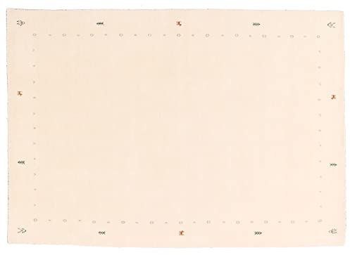 RUG PRINCE Wollteppich Gabbeh Muti 120x170 Handgewebt Weiß Einfarbig Handarbeit Zimmer