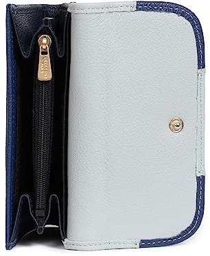 Hexagona - Porte-Monnaie Stop RFID - Compatible Cartes de crédit, CNI et permis de Conduire - pour Femme - Collection Bahia - Bleu/Multicolore - en Cuir