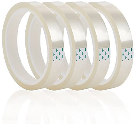 TSHAOUN 4 Stück 108 Fuß Wärmebänder, Hitzebeständiges Klebeband für Wärmepresse, Klar Wärmeübertragung Sublimation, Keine Rückstände (4 Stücke, 10 mm)