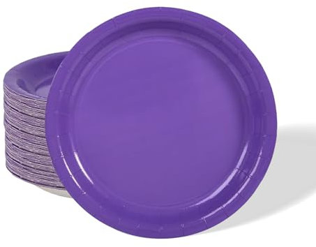 32pcs Purple Paper Plates,7 inch Purple Party Plates Tableware Solid Colour Round Dinner Plate for Christmas,Halloween,Birthday,Wedding,Picnic, BBQ,Bar,Restaurant and Party Supplies Table Décor