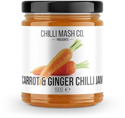 Carrot and Ginger Chilli Jam 190g - Chilli Mash Co - Sweet & Spicy Persian Inspired Carrot Jam Made with Carrot, Ginger & Mild Scotch Bonnet Chillies
