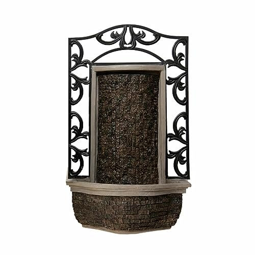 XBrand Wall Fountain, Metal Resin, Brown/Black
