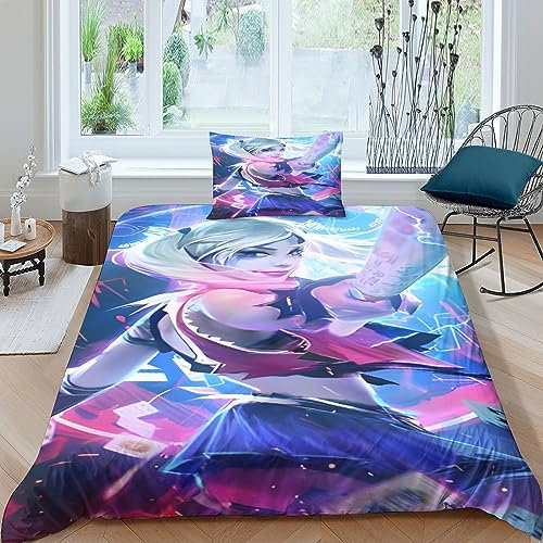 BYTUGI Harley Quinn Bettwäschegarnitur Bettbezug Set 3D Gedruckter Für Kinder Mädchen Jungen Und Kissenbezüge Weich Microfaser Bettwäsche Reissverschluss 2 teilig Single(135x200cm)