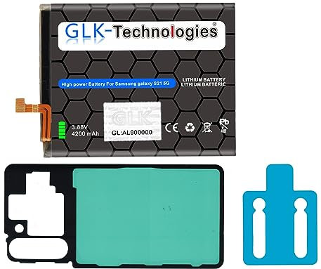 GLK-Technologies® High Power Ersatzakku kompatibel mit Samsung Galaxy S21 5G SM-G991B EB-BG991ABY Battery accu 4200mAh Akku inkl. 2X Klebebandsätze 2025 BJ