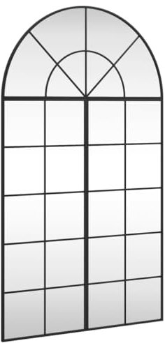 vidaXL Wandspiegel, Hängend Gewölbt Spiegel Badspiegel, Fensterspiegel für Badezimmer Wohnzimmer, Dekospiegel Flurspiegel, Schwarz Eisen