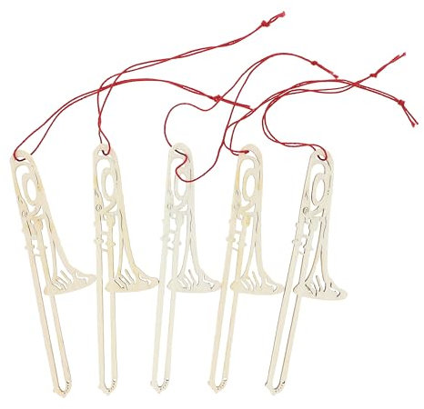 Musikboutique Anhänger aus Pappelholz als Instrumente oder Noten, 5er-Packung (Posaune)