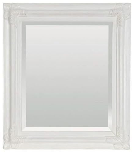Casa Padrino Barock Spiegel Antik Weiß 69 x H. 79 cm - Rechteckiger Wandspiegel im Barockstil - Prunkvoller Antik Stil Garderoben Spiegel - Barock Interior - Handgefertigte Barock Möbel