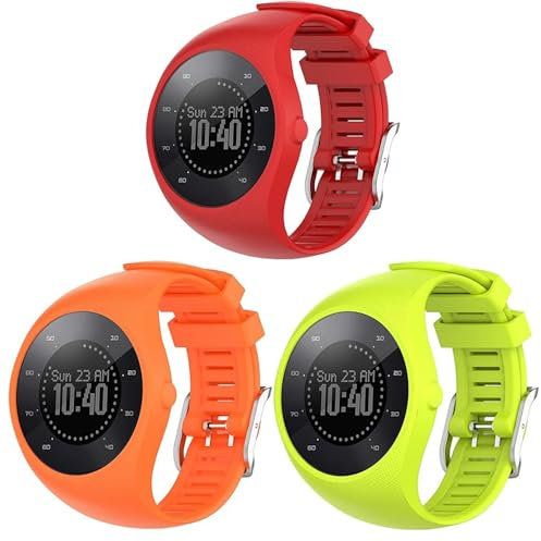 3 Stück Armband für Polar M200 GPS-Laufuhr Armbänder Sport Wasserdichtes Ersatzarmband Silikon Wechselarmband Kompatibel mit Polar M200 Uhrarmband(Grun/Orange/Rot)
