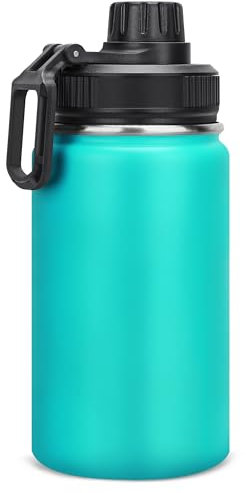 Milifox 350ml Insulated Water Bottle Leakproof,Vacuum Stainless Steel Water Bottles,Dual Use of Hot Cold Drinking Flask Double Wall Insulation,18 Hours Cold and 8 Hours Hot(Aqua Green)