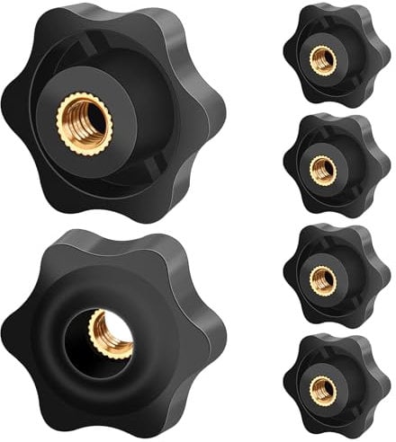 Caianwin 38#M8 6 Pezzi Manopola di Serraggio con Filettatura Zigrinata Dadi con Impugnatura a Stella in legno, Dispositivi Elettronici