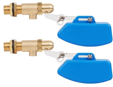 MOGOULUA 2 Stück 1/2 Schwimmerventil Aus Messing 1/2 Zoll Messing Ventil Kugelhahn Absperrventil Wasserschwimmer mit Kunststoff Schwimmer mit verstellbarem Arm für Rinder Schafe Wassertank Teiche