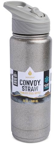 Manna Convoy Straw Double Wall Vacuum Insulated Stainless Steel Tumbler - Glitter Smoked Oyster - 32 oz