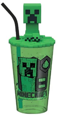 Kids Licensing Minecraft - Botella con tapa 3D y pajita (500 ml)