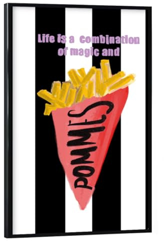 artboxONE Poster mit schwarzem Rahmen 30x20 cm Essen & Trinken Pommes Are Magic - Bild Pommes Fries Fritten
