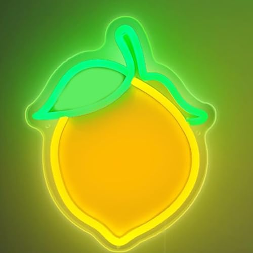 Zitronen-Neonschild, niedliche Fruchtform, Neonlicht, Früchte, Leuchtschilder für Wanddekoration, Wohnung, Bar, Kinderzimmer, gelbes LED-Schild für Geburtstagsparty, Schlafzimmer, 28x22CM