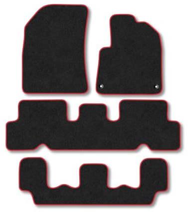 Citroen C4 Grand Picasso (2015-2018) Carpet Car Mats | Red Edge Trim Tailored Fit Floor Mats Full Coverage Protection Accessories Easy Clean Anti Slip Made in the UK