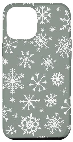 iPhone 12 Pro Max Sage Green Snowflakes Case