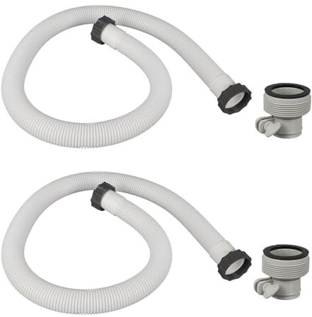 Btstil Lot de 2 tuyaux de rechange pour piscine de 1,5 m 38 mm avec 2 adaptateurs de type B, blanc, matériau PE et EVA, compatible 330-1000 GPH