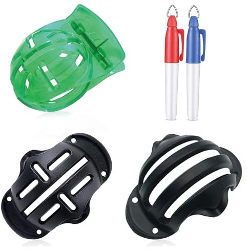 JNGTKL Golf Ball Markers, 3 Pieces Golf Ball Alignment Tool Liner Ball Marking Clip with 2 Pieces Marker Pen, Used in Par Ball Marker Alignment Aid Outdoor Golf Practice