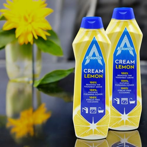 2 x 500ml Astonish Cream Cleaner Lemon Fresh provides a deep clean, leaving a sparkling shine while being tough on grease and dirt(Total 1000ml)