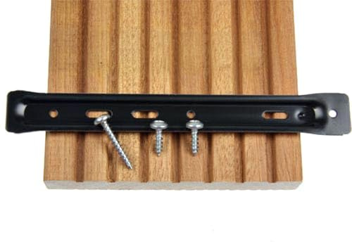 KAHRS Terrassendielen-Halter, 50 Stück, inkl. V2A-Bohrschrauben für Alu-UK, Aufbau: 5 mm, für eine Dielenbreite von 90-145 mm - MADE IN GERMANY