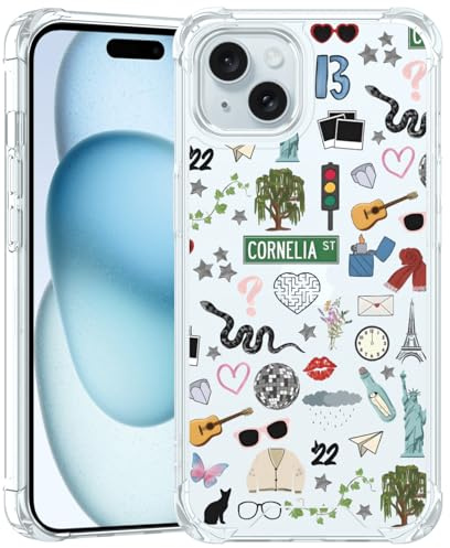 JKLASD Taylorism Musiker-Handyhülle, kompatibel mit iPhone 15, Coole Königin, ästhetische Collage, Handyhülle für Damen und Mädchen, transparent, stoßfeste TPU-Schutzhülle