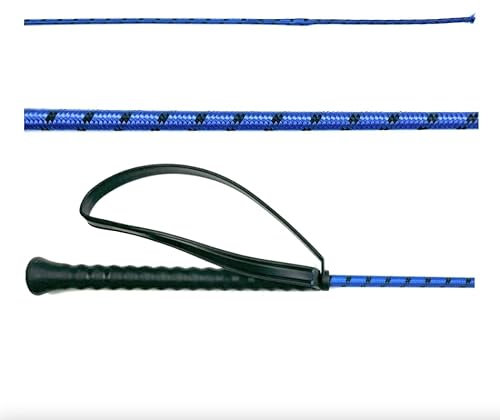 JA Horse Fleck Reitgerte Dressurgerte Pferd Reiter Reitsport Gummigriff mit Handlasche Basic Gerte für Anfänger 80-130 cm (Blau, 120 cm)