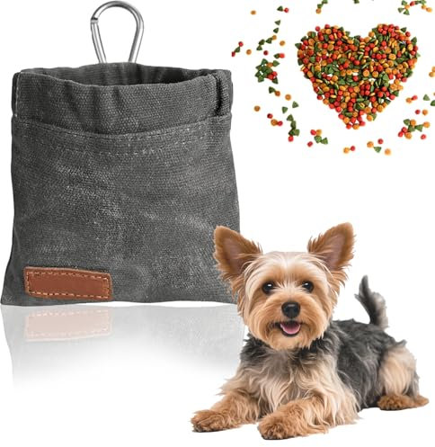 Leckerlibeutel für Hunde, Freihändige Hundeleckerlitasche Hundetraining mit Karabiner Freihändige Hundeleckerlitasche Automatischem Verschluss Welpen Leckerlitasche für Hunde Hundetraining (Schwarz)