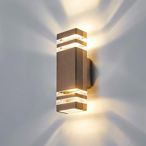 CELAVY LED Wandleuchte Wandlampe aussen - IP65 Außenlampe Aussenlampe Wand, GU10 Up Down Außenleuchte Aussenleuchte Außenwandleuchte Außenbeleuchtung Lampe Hauswand Terrasse Haus Außen, Bronze